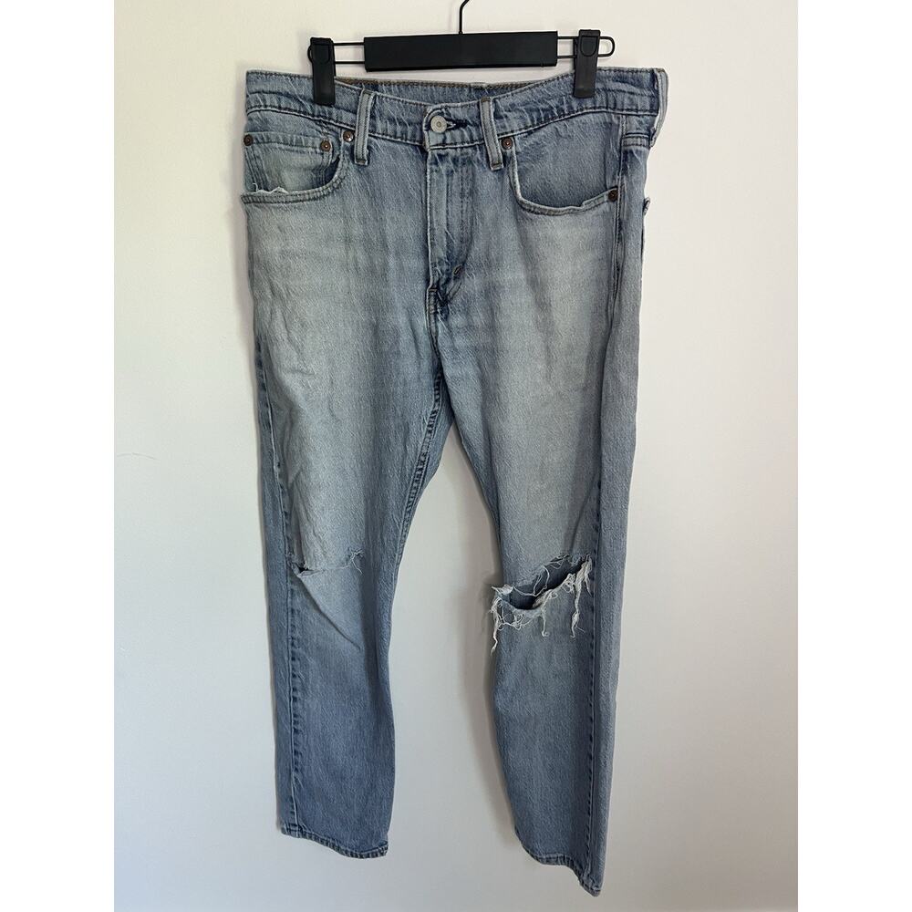 Levi Strauss 502 W 31x L 30 Blue Jeans Light‎ Wash Distressed Ripped Knees
